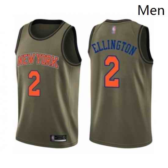 Mens New York Knicks 2 Wayne Ellington Swingman Green Salute to Service Basketball Jersey